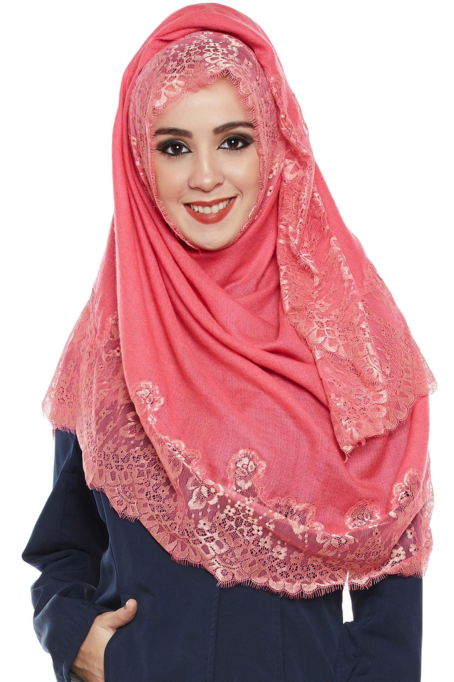 Bubblegum Pink Pashmina Lace Hijab