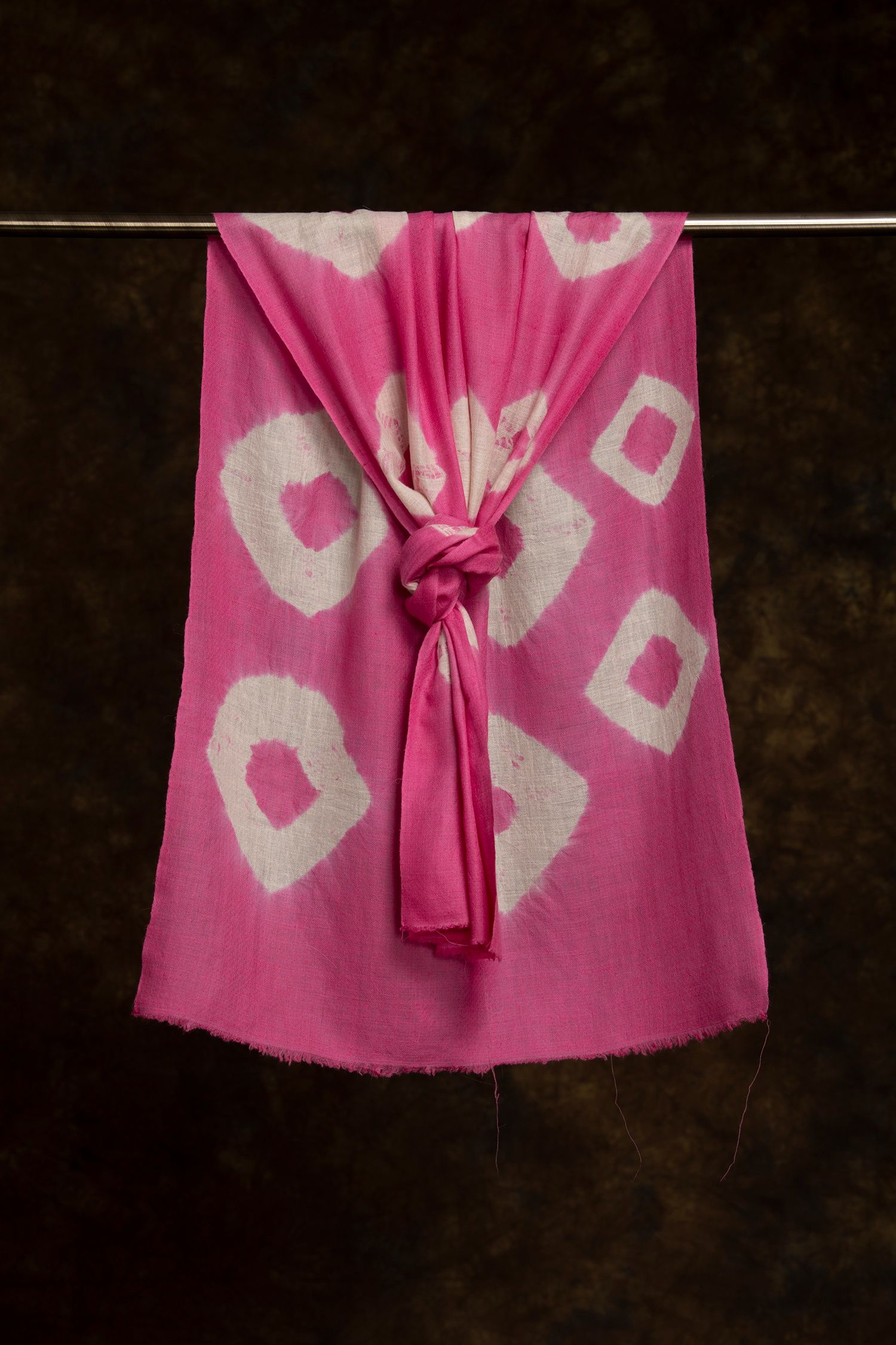 Artistic Pink Shibori Cashmere Scarf