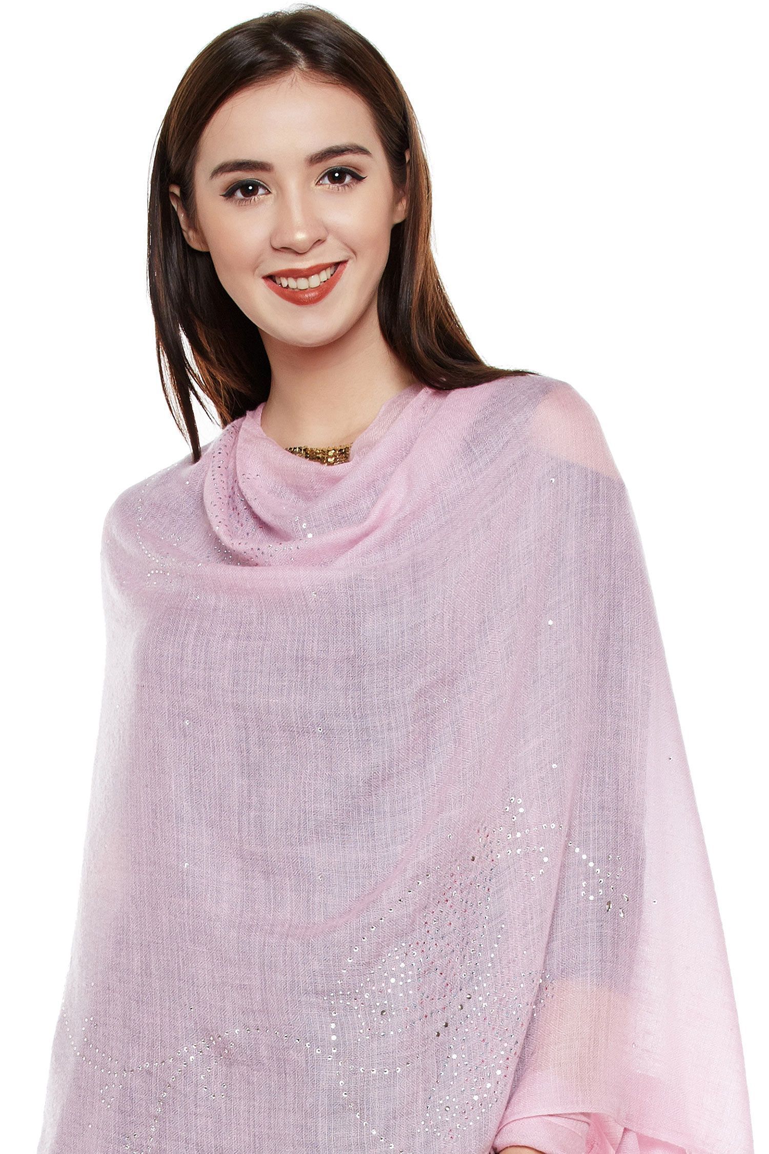 Baby Pink Swarovski Cashmere Wrap | Pure Pashmina