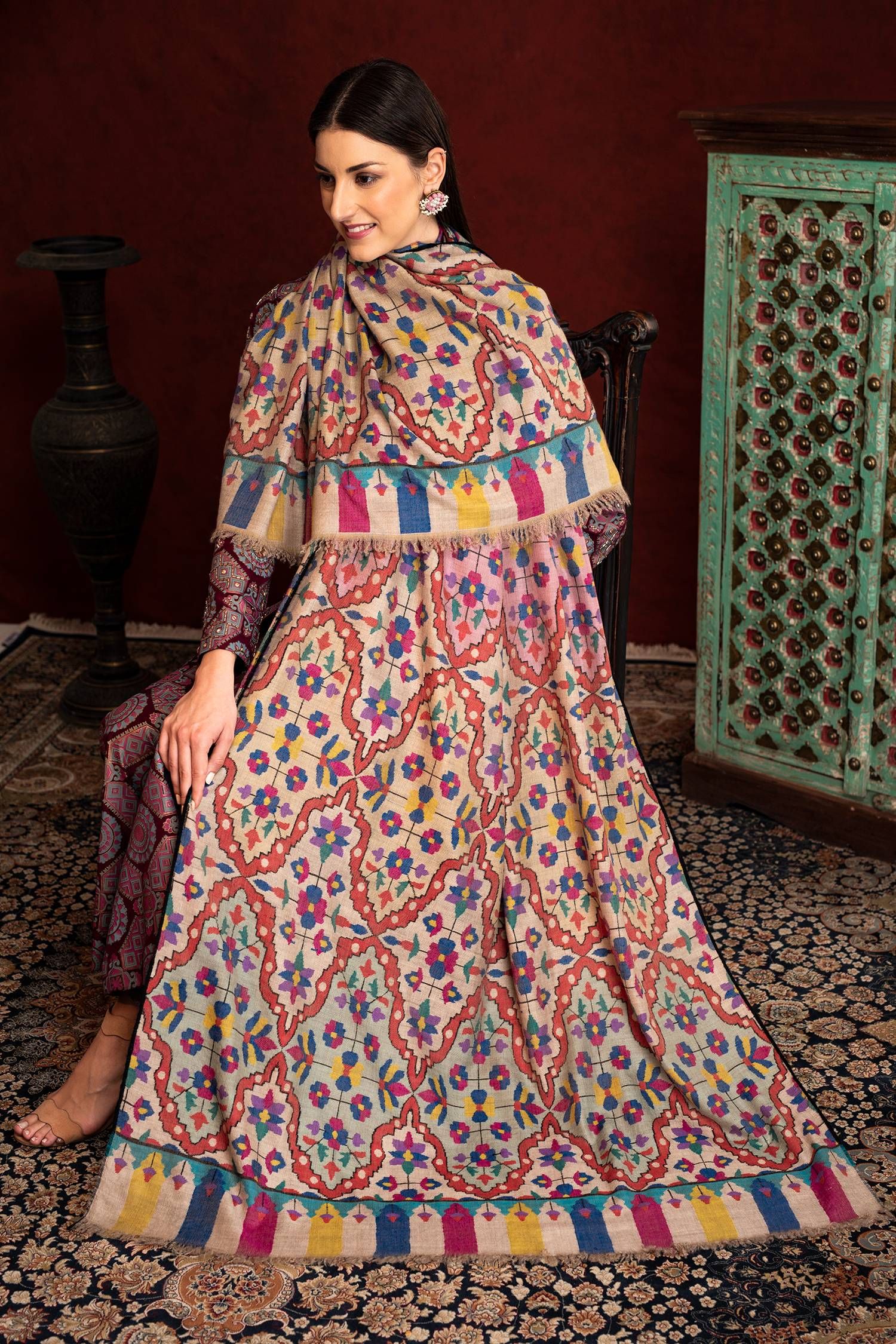 Barseen Multicoloured Kani Pashmina Shawl