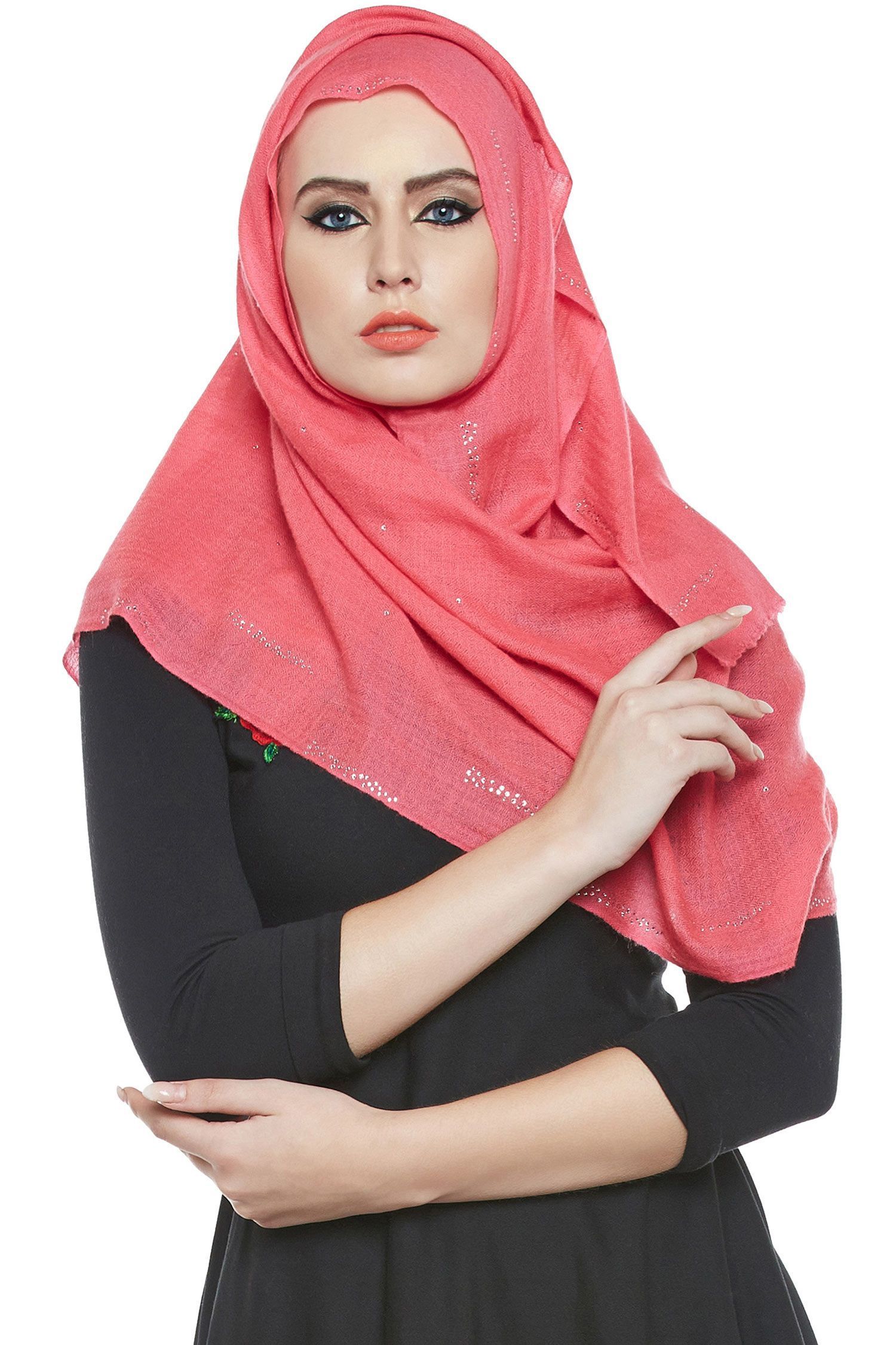 Bubblegum Pink Perseid Shower Swarovski Pashmina Hijab