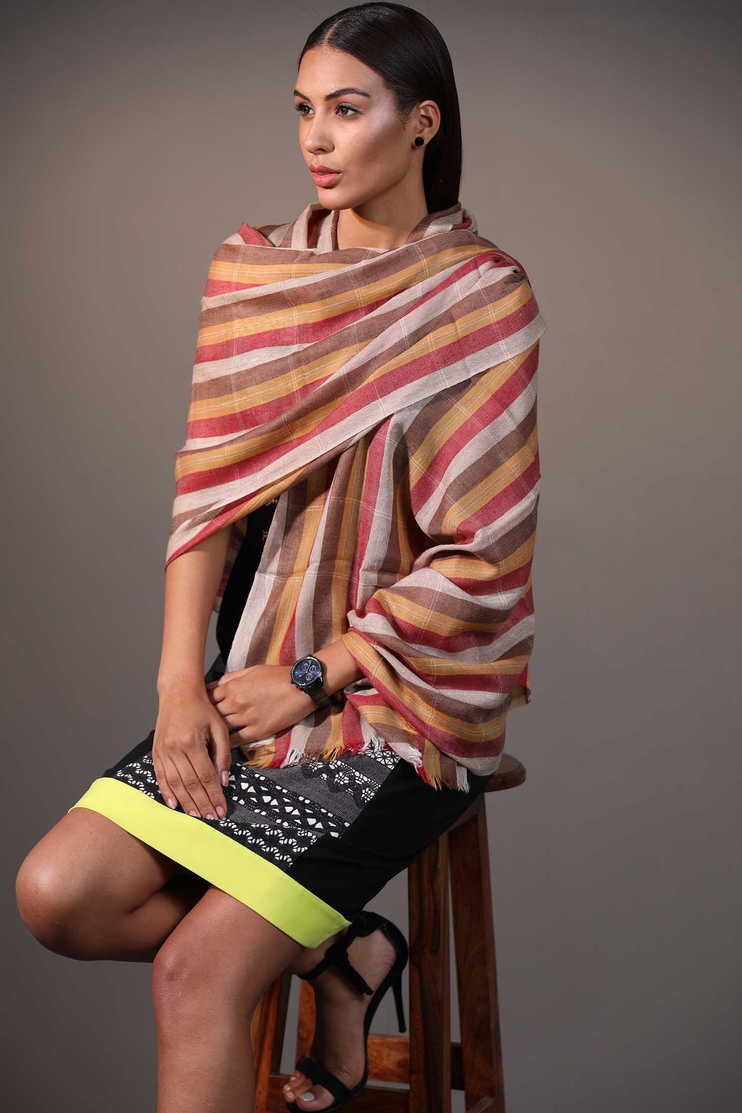 Candy Stripes Cashmere Wrap | Pure Pashmina