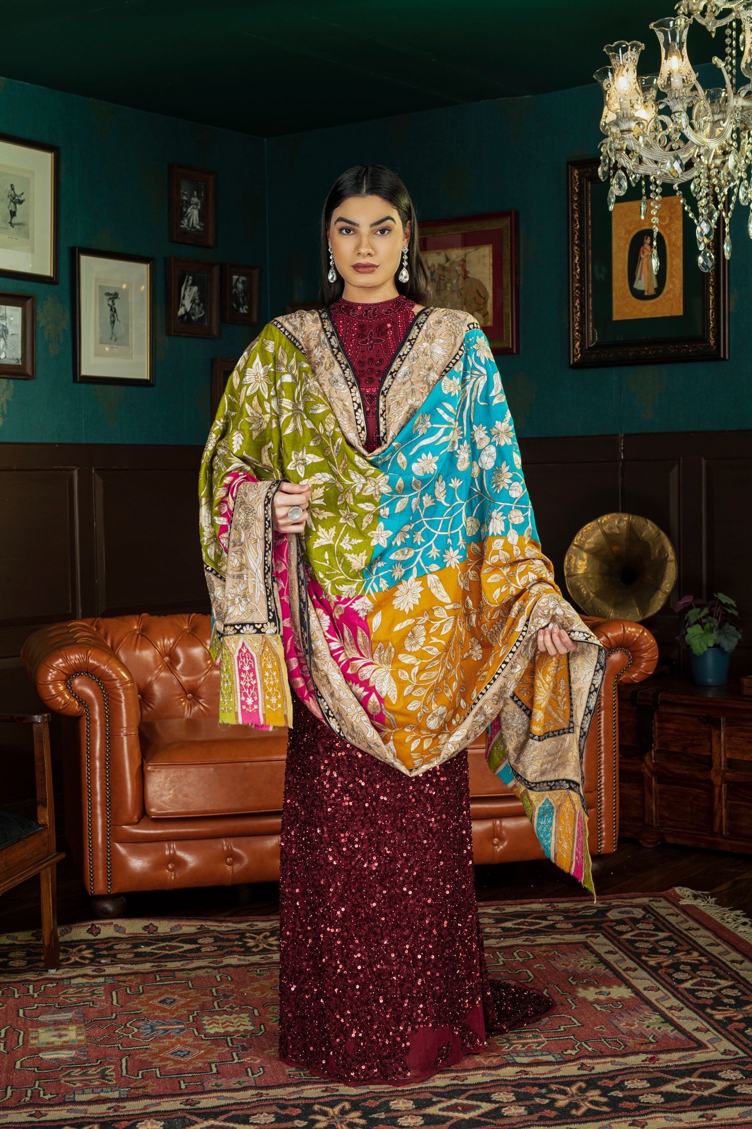 Chroma Multicoloured Zari Pashmina Shawl