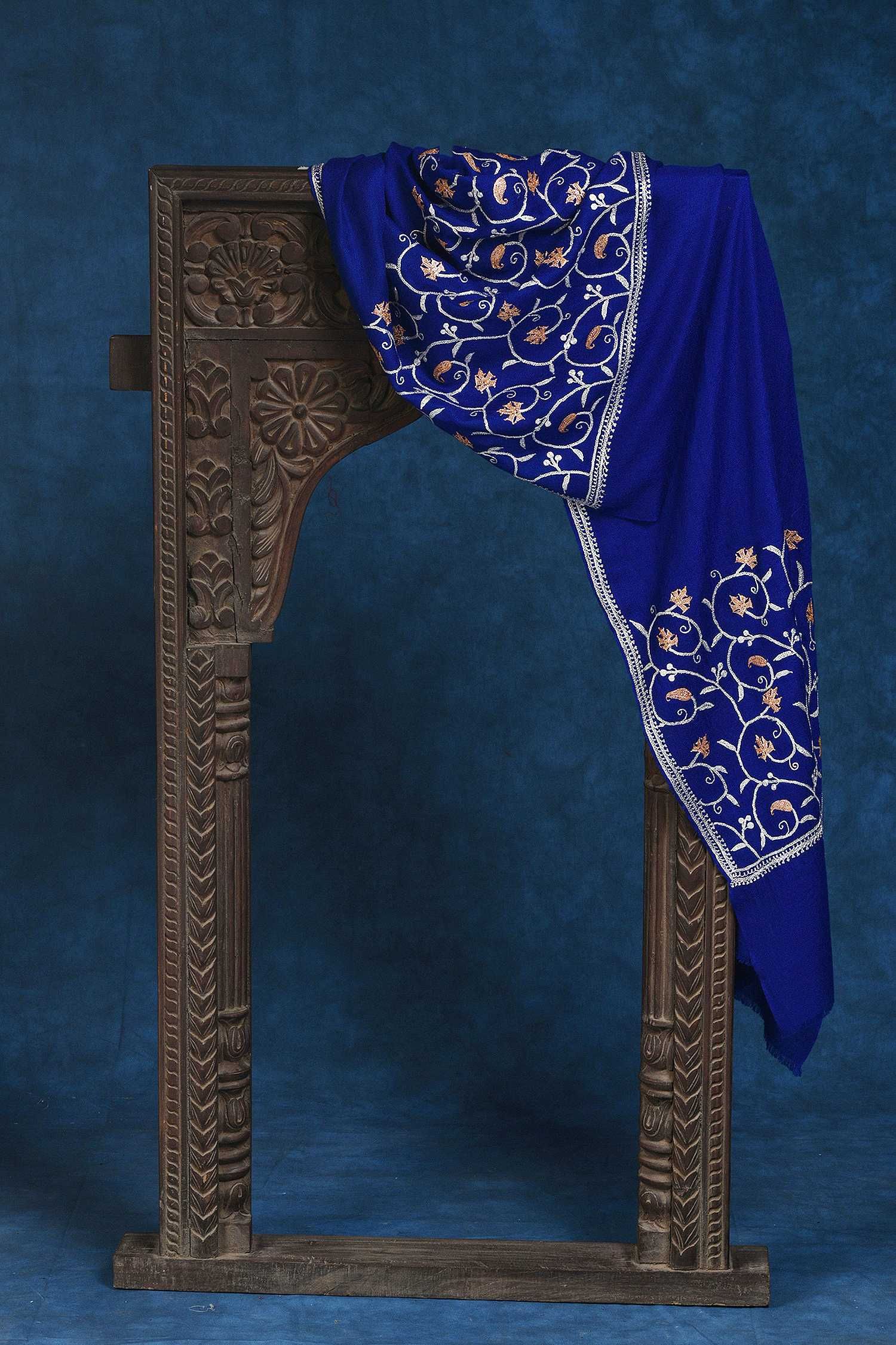 Darakhshaan Blue Cashmere Scarf | Pure Pashmina