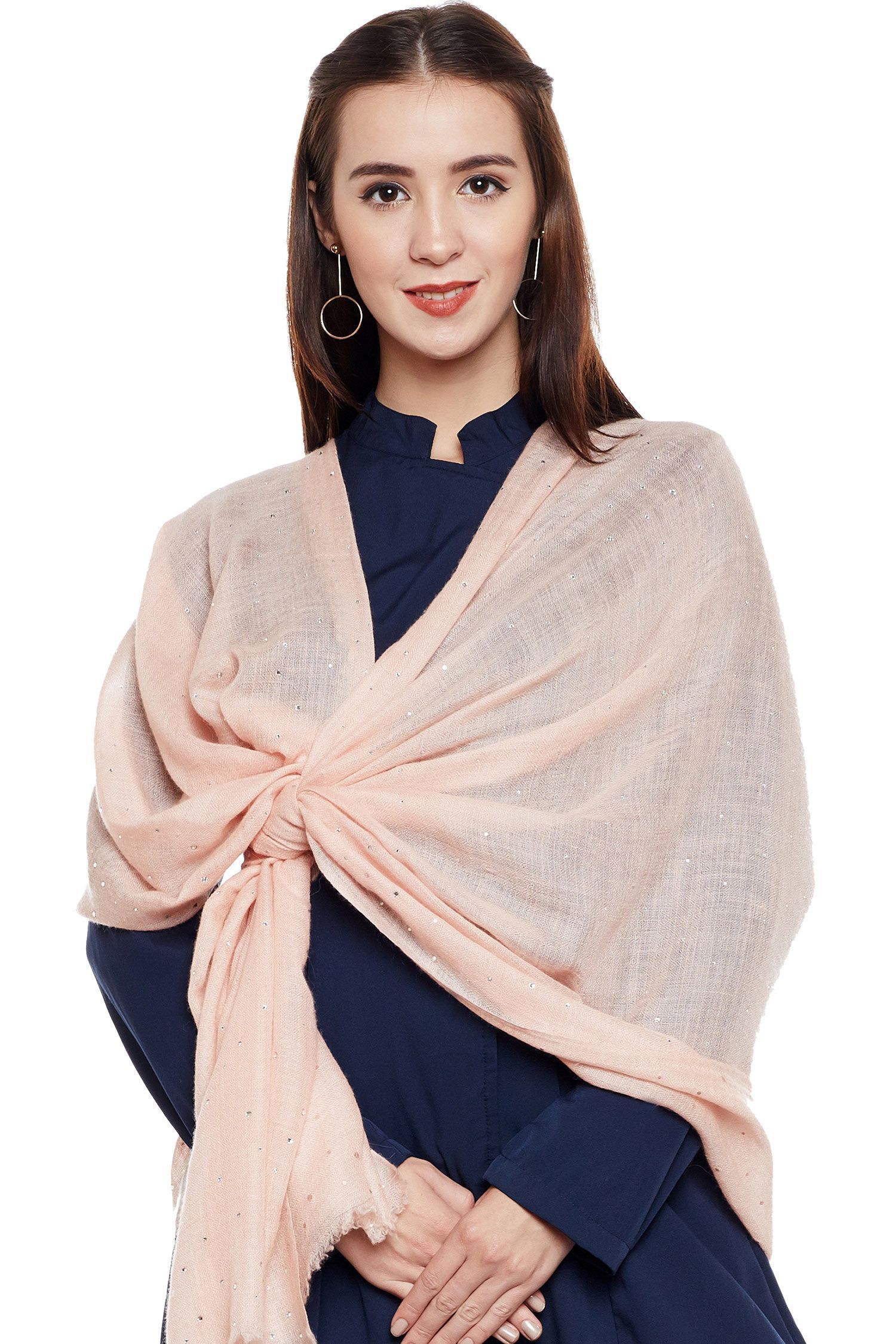 Dusty Pink Cashmere Wrap with Swarovski Crystals | Pure Pashmina