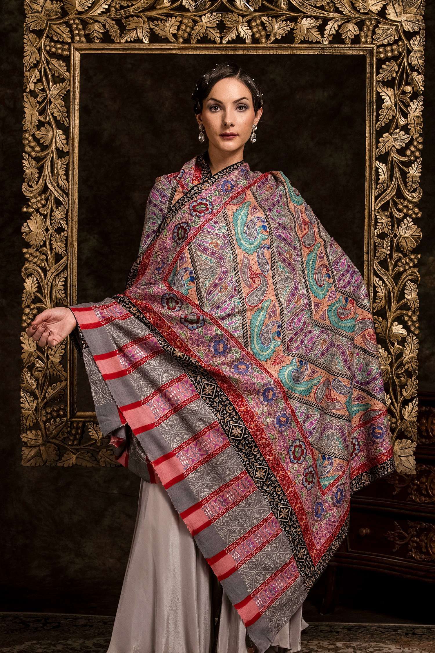 Multicoloured Kalamkari Pashmina