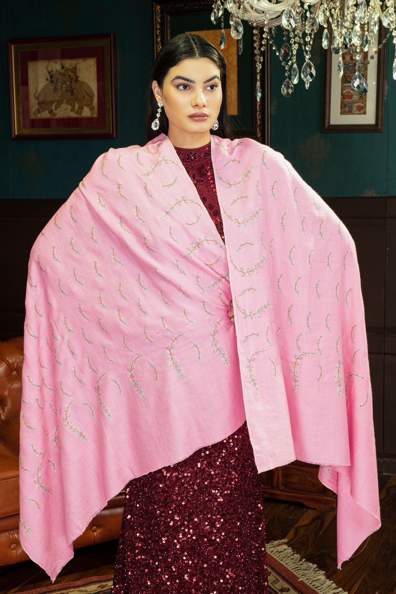 Ember Pink Pashmina Shawl
