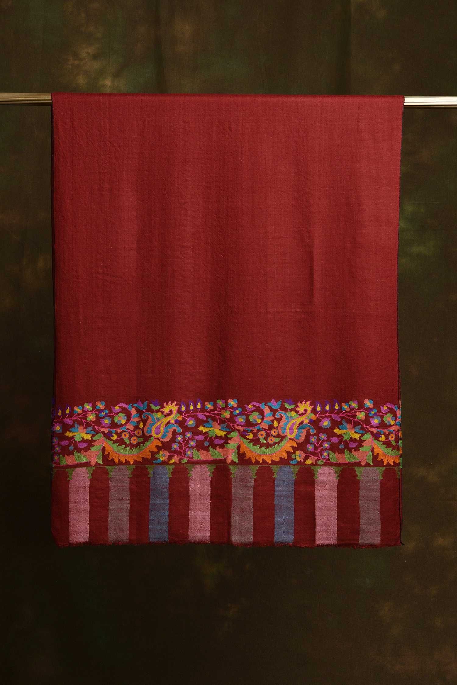 Erythrean Red Kani Cashmere Scarf | Pure Pashmina