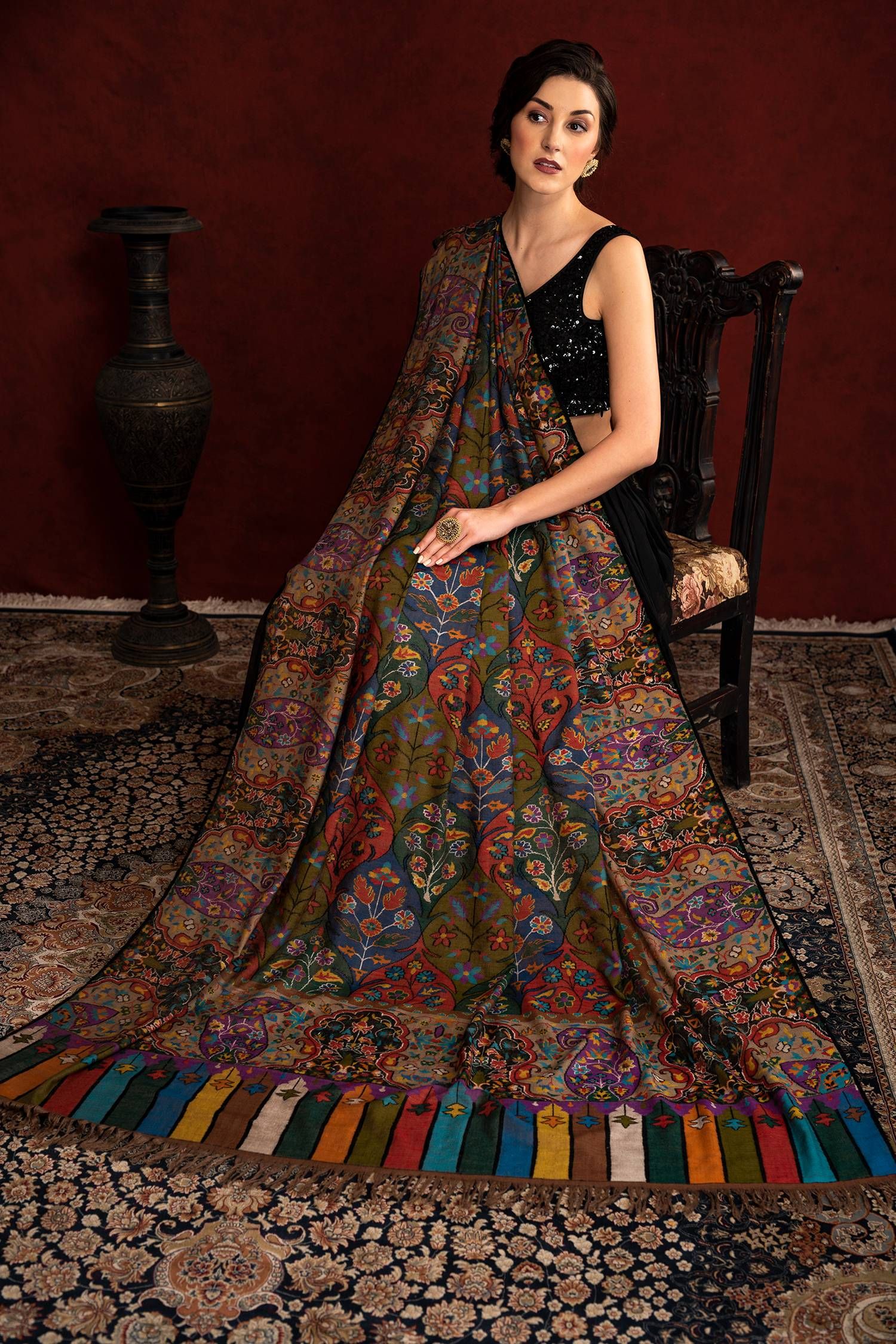 Fareen Multicoloured Kani Pashmina Shawl