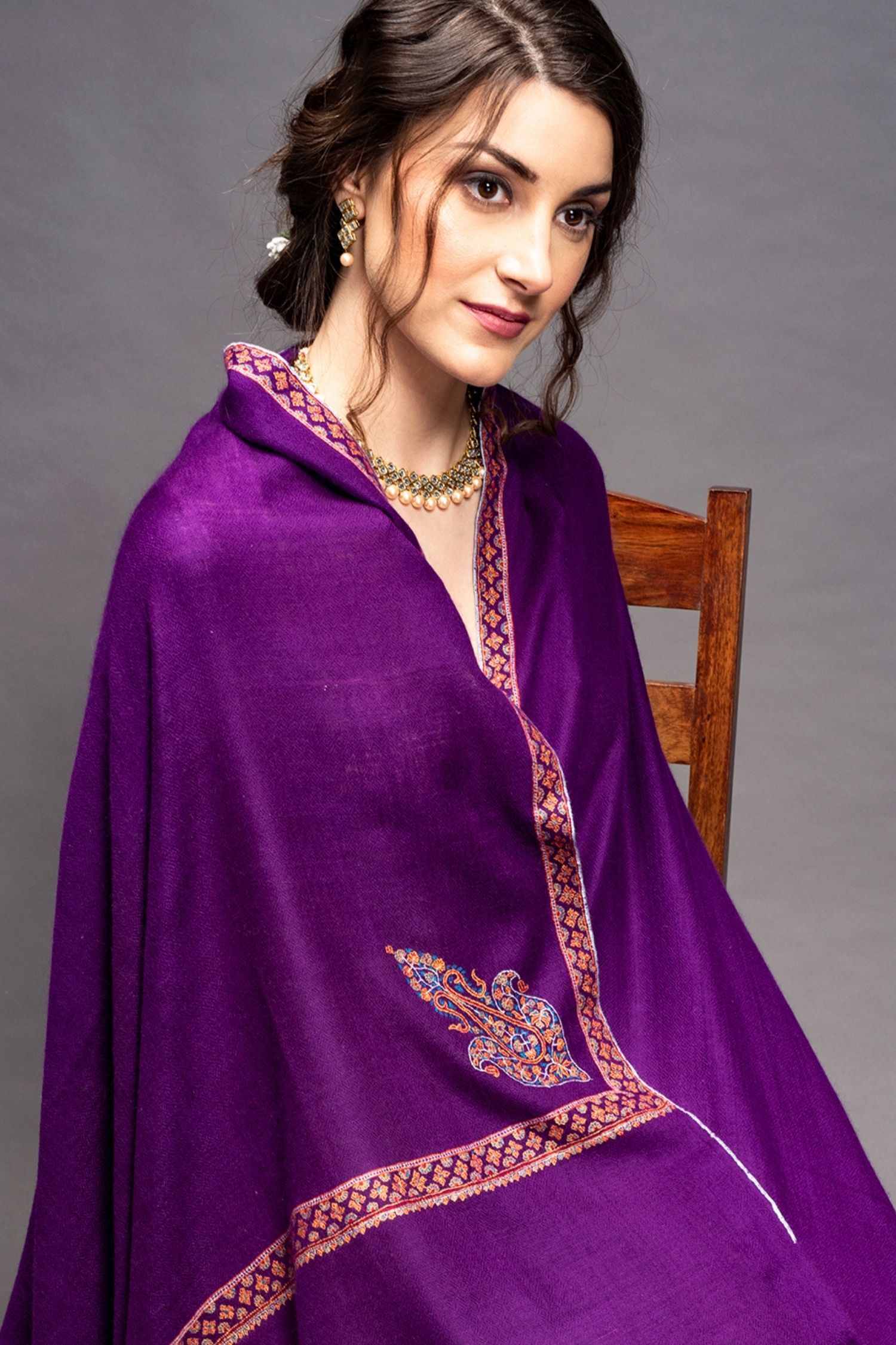 Faza Purple GI Pashmina Shawl