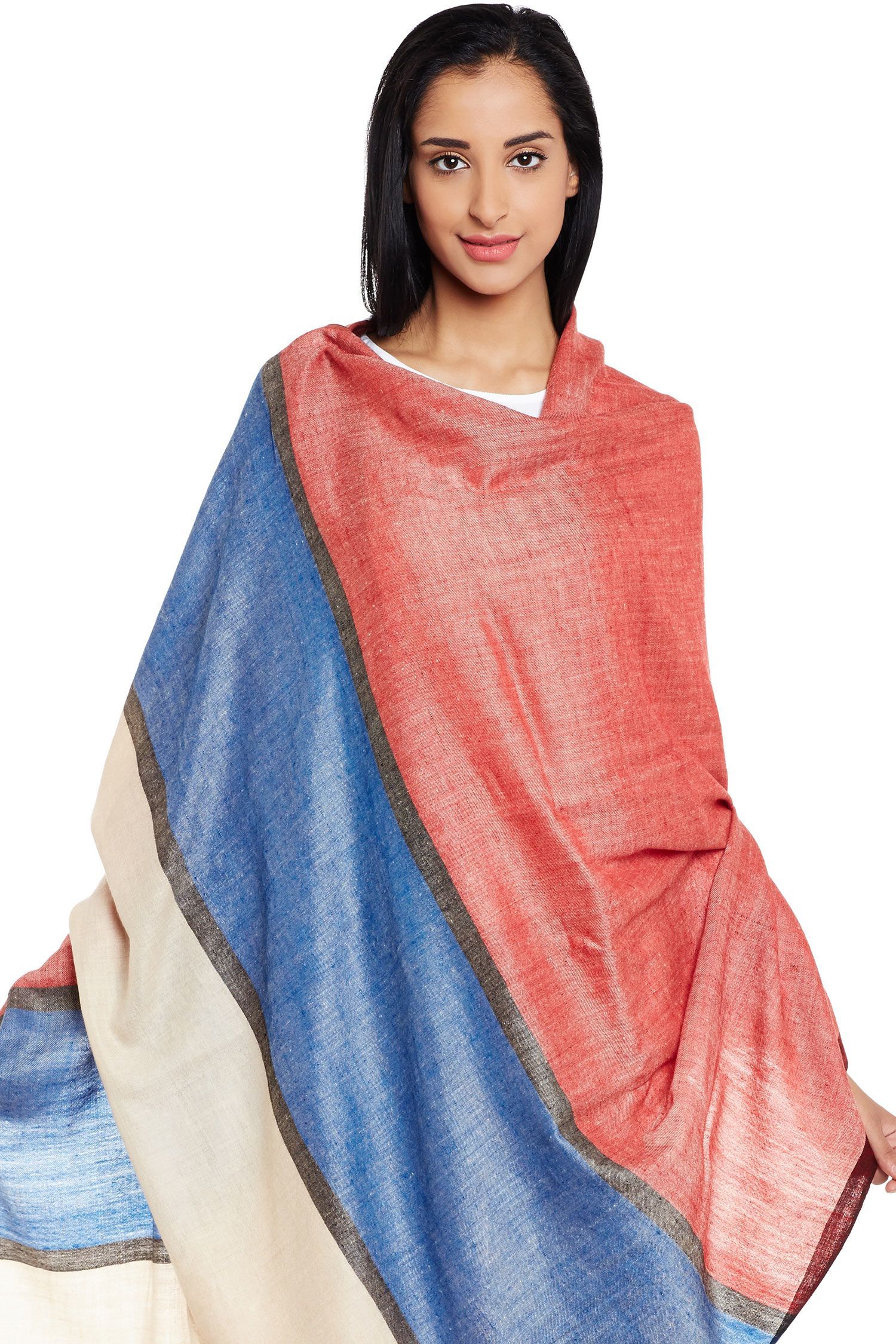 Blue & Red Stripe Pashmina Shawl
