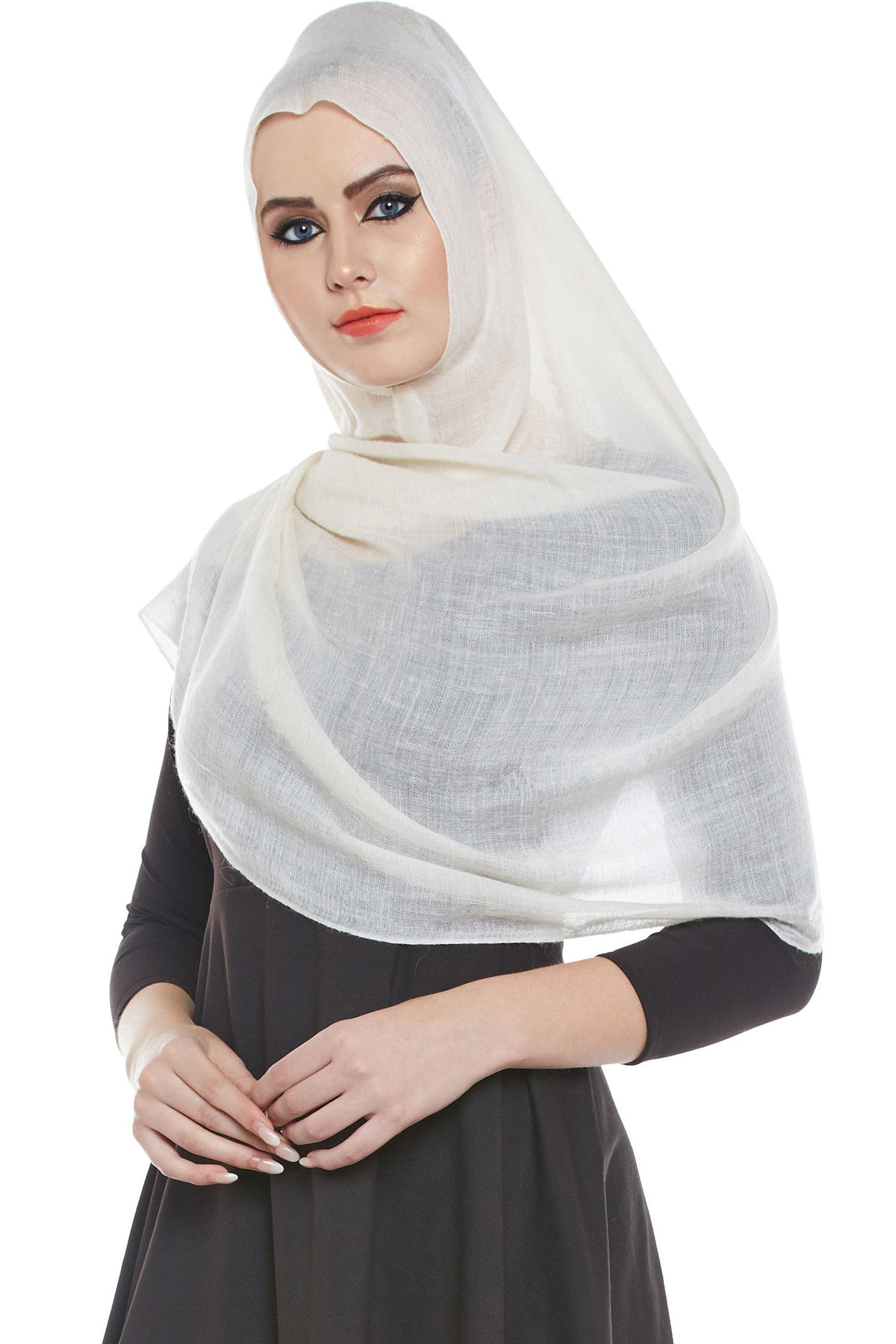 Ivory Pashmina Hijab | Handmade Cashmere Head Scarf