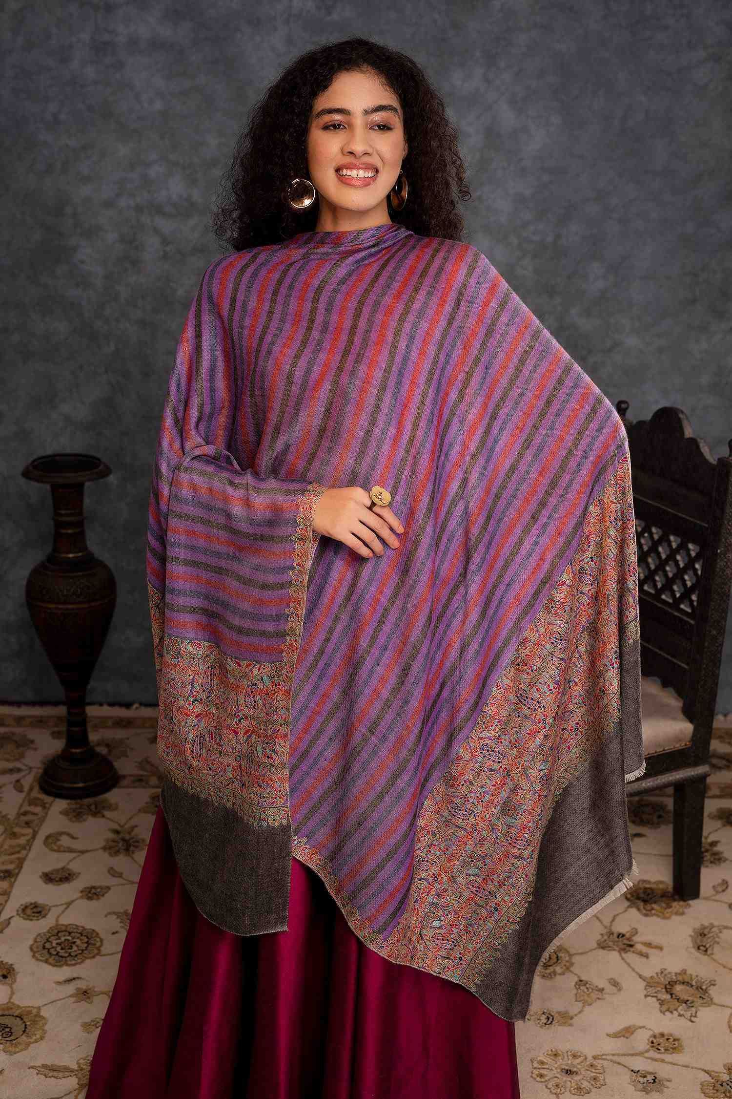 Kohinoor Striped Pashmina Shawl