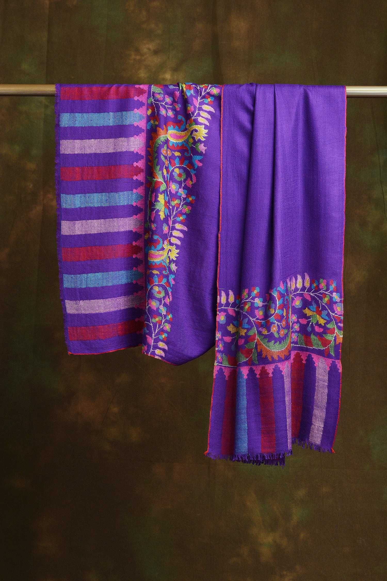 Lupine Purple Kani Cashmere Scarf | Pure Pashmina