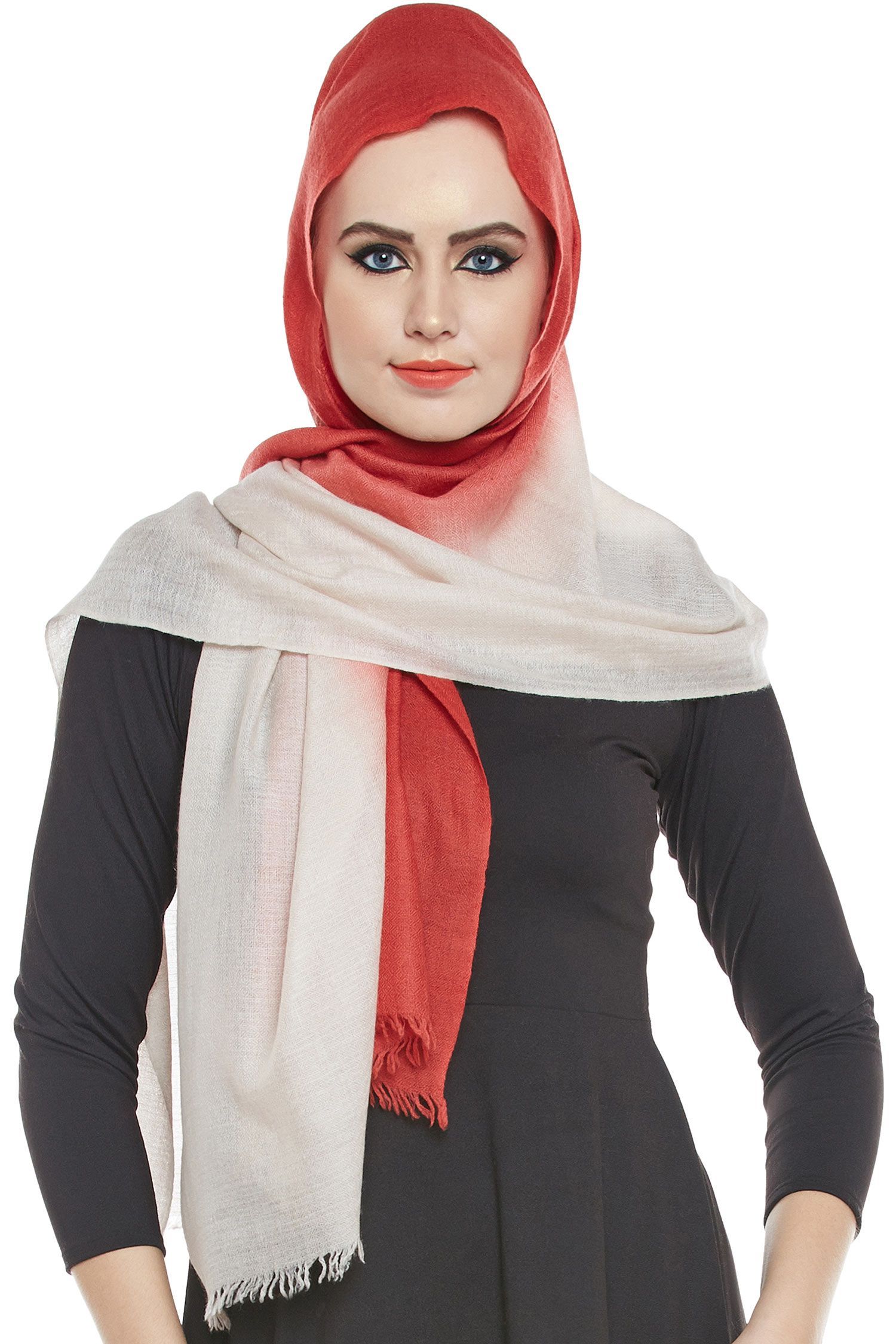 Maroon Greige Ombre Pashmina Hijab