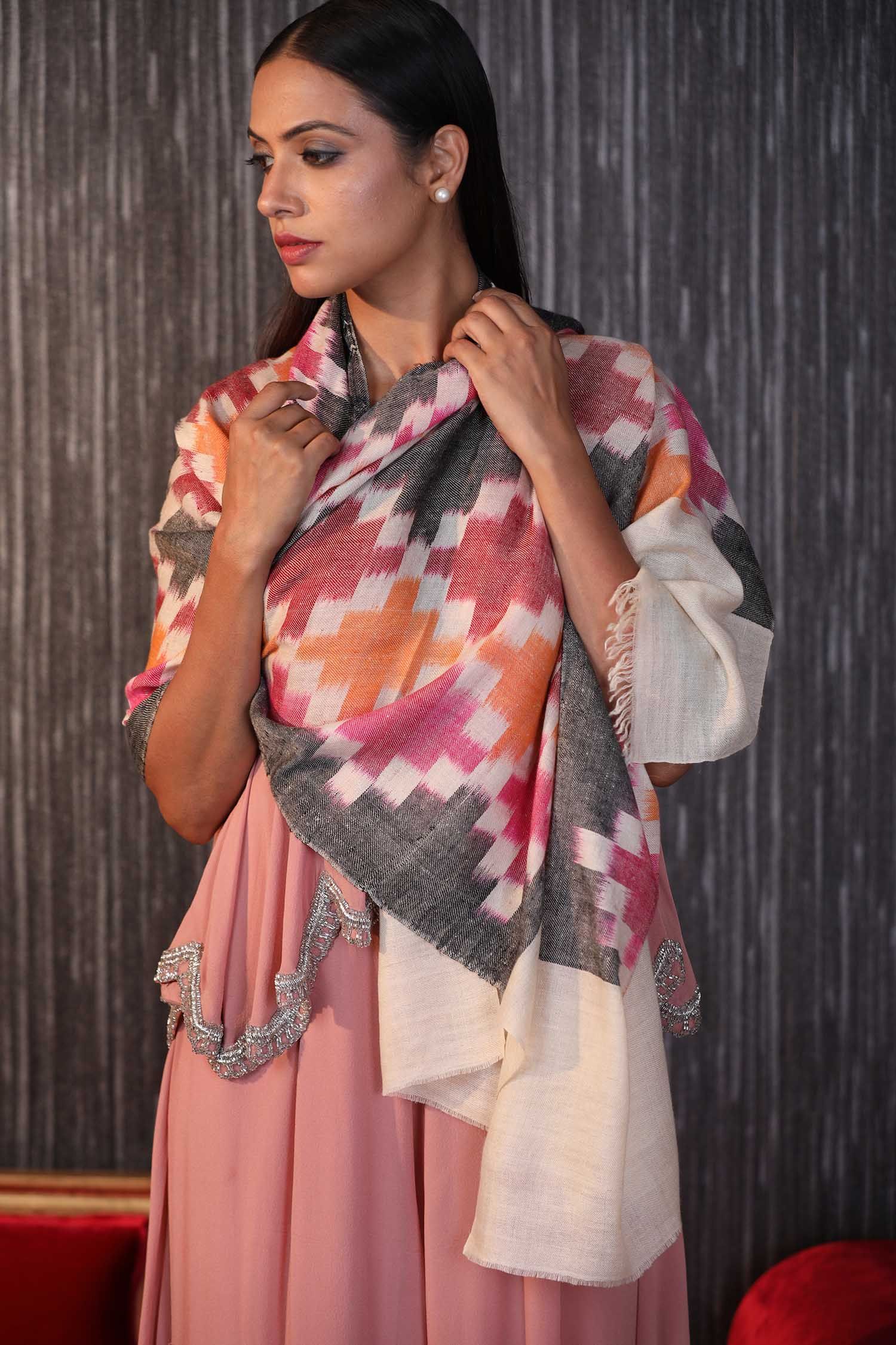 Multicoloured Art Cashmere Wrap | Pure Pashmina