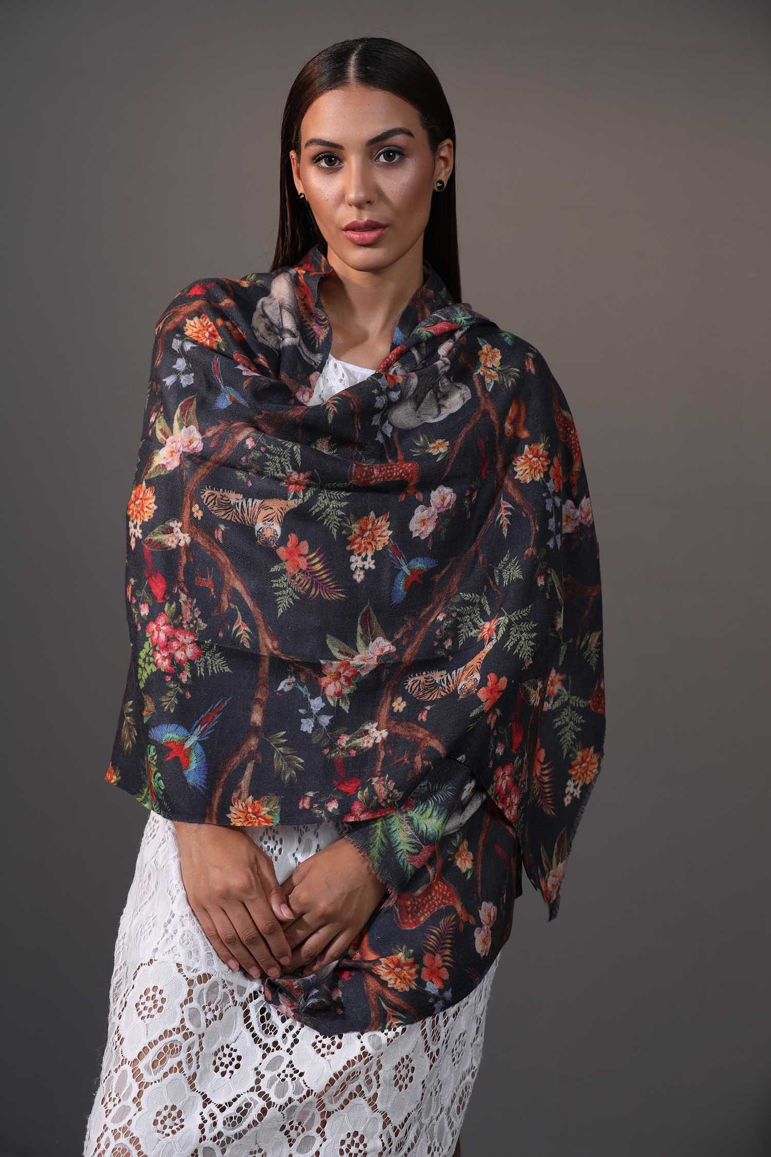 Natural Affair Printed Cashmere Wrap | Pure Pashmina