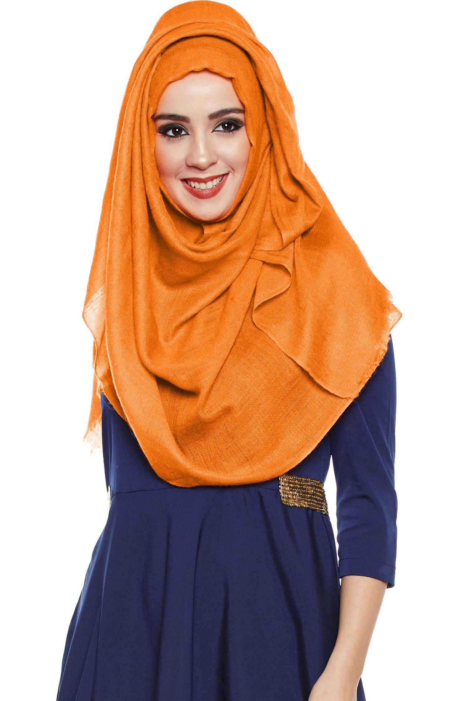 Orange Pashmina Hijab | Handmade Cashmere Head Scarf