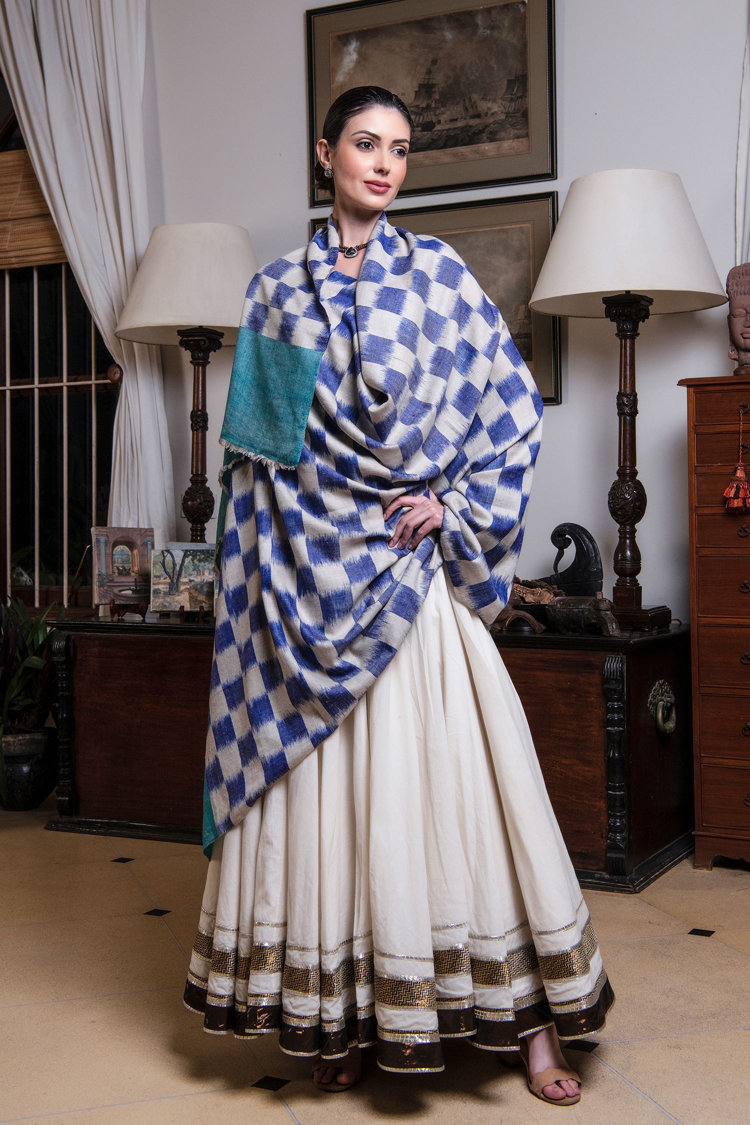 Patterns of Heritage Ikat Pashmina Shawl