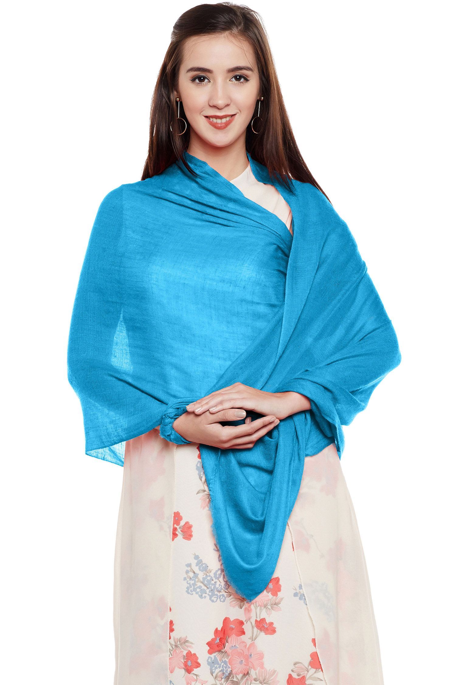 Peacock Blue Cashmere Wrap | Pure Pashmina