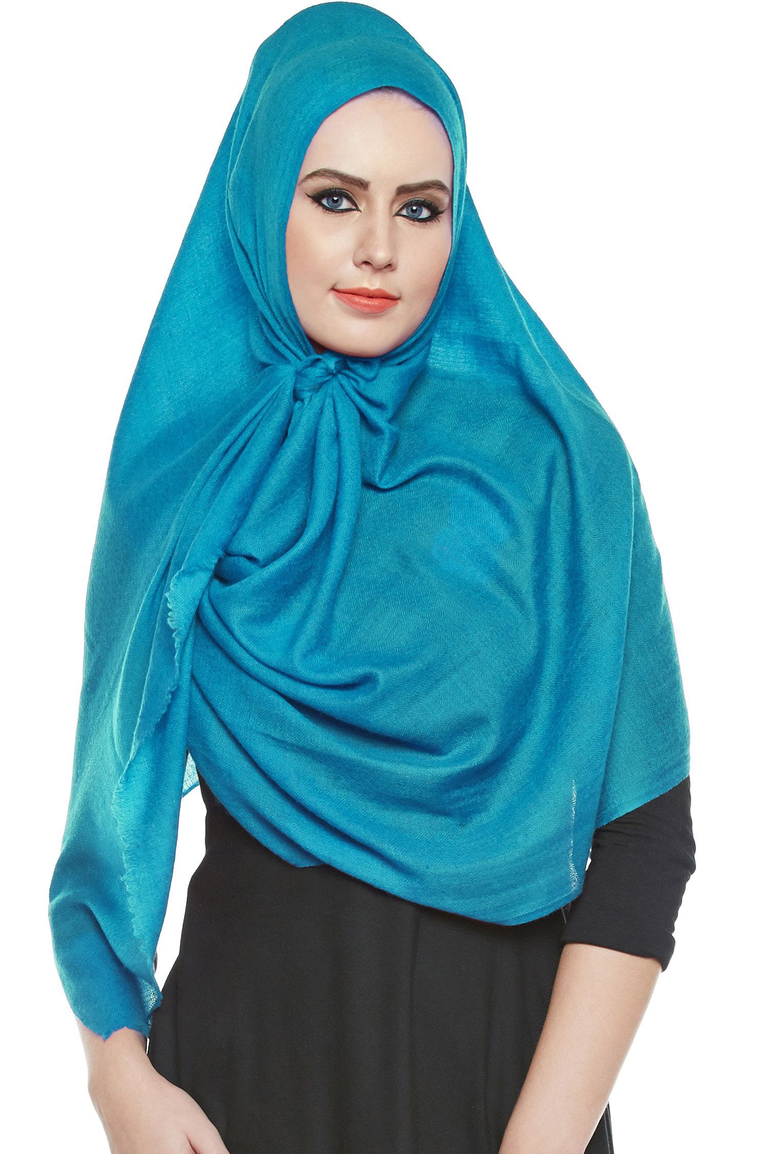 Peacock Blue Pashmina Hijab | Handmade Cashmere Head Scarf