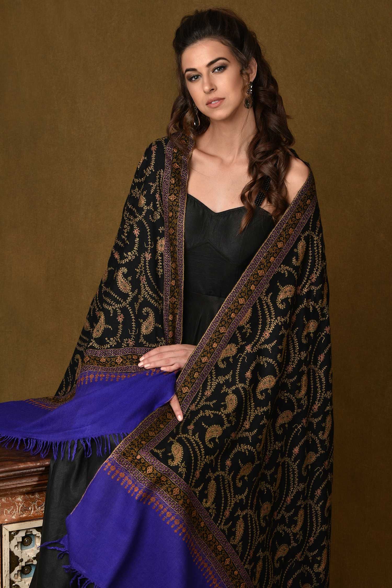 Queen of the Night Black Pashmina Shawl