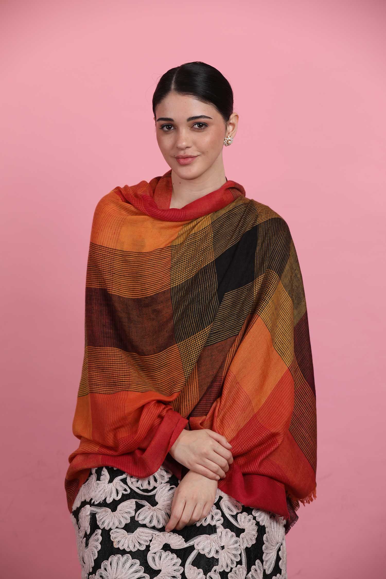 Rainbow Patterned Handwoven Pashmina Shawl