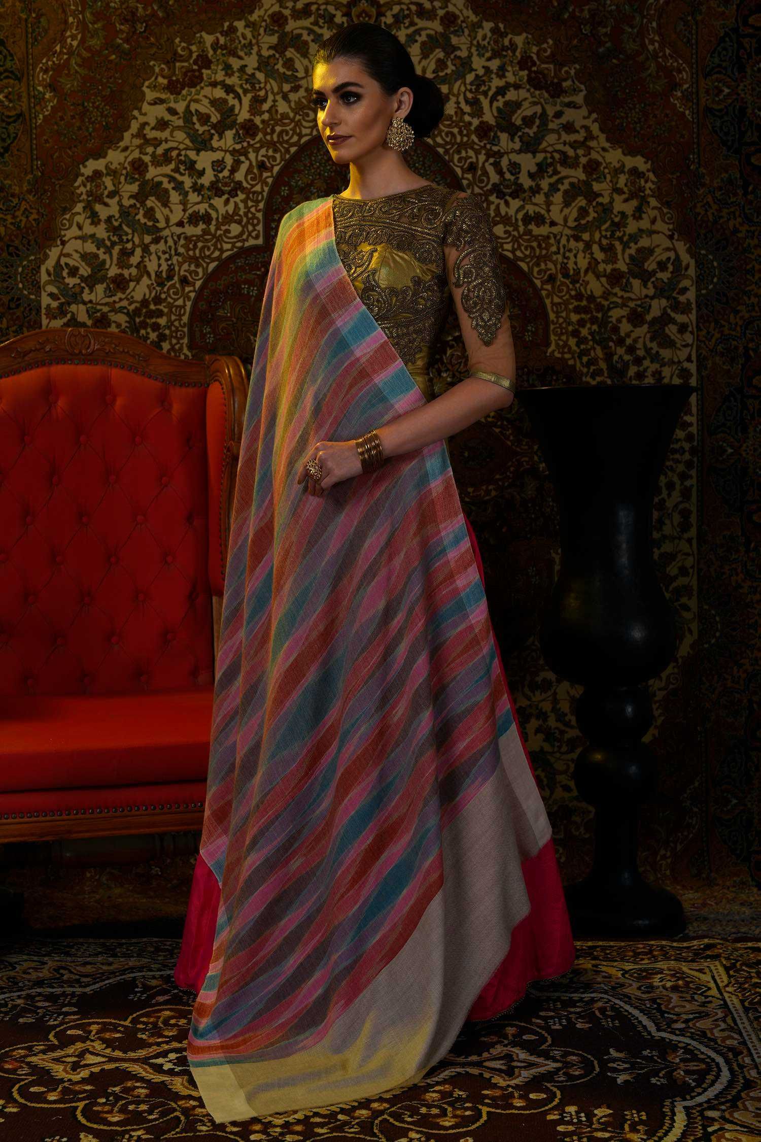 Rainbow Stripes Handcrafted Pashmina Shawl