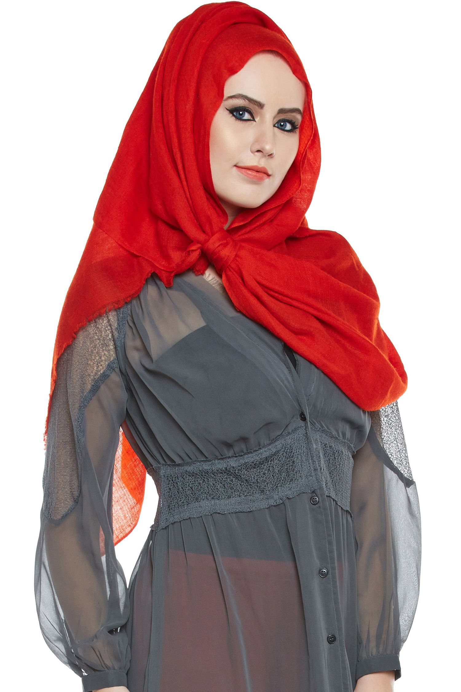 Red Pashmina Hijab | Handmade Cashmere Head Scarf