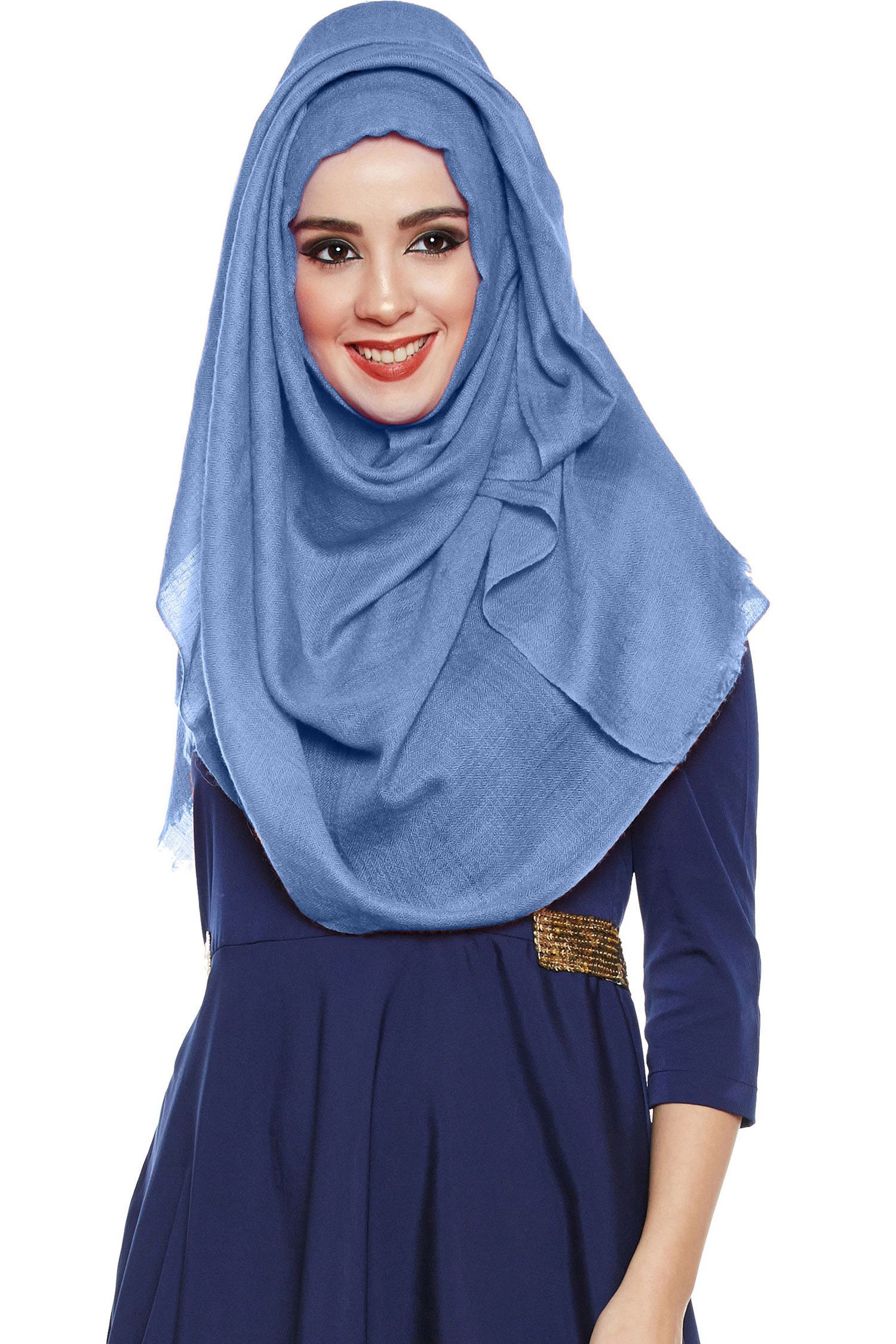 Riverside Blue Pashmina Hijab | Handmade Cashmere Head Scarf