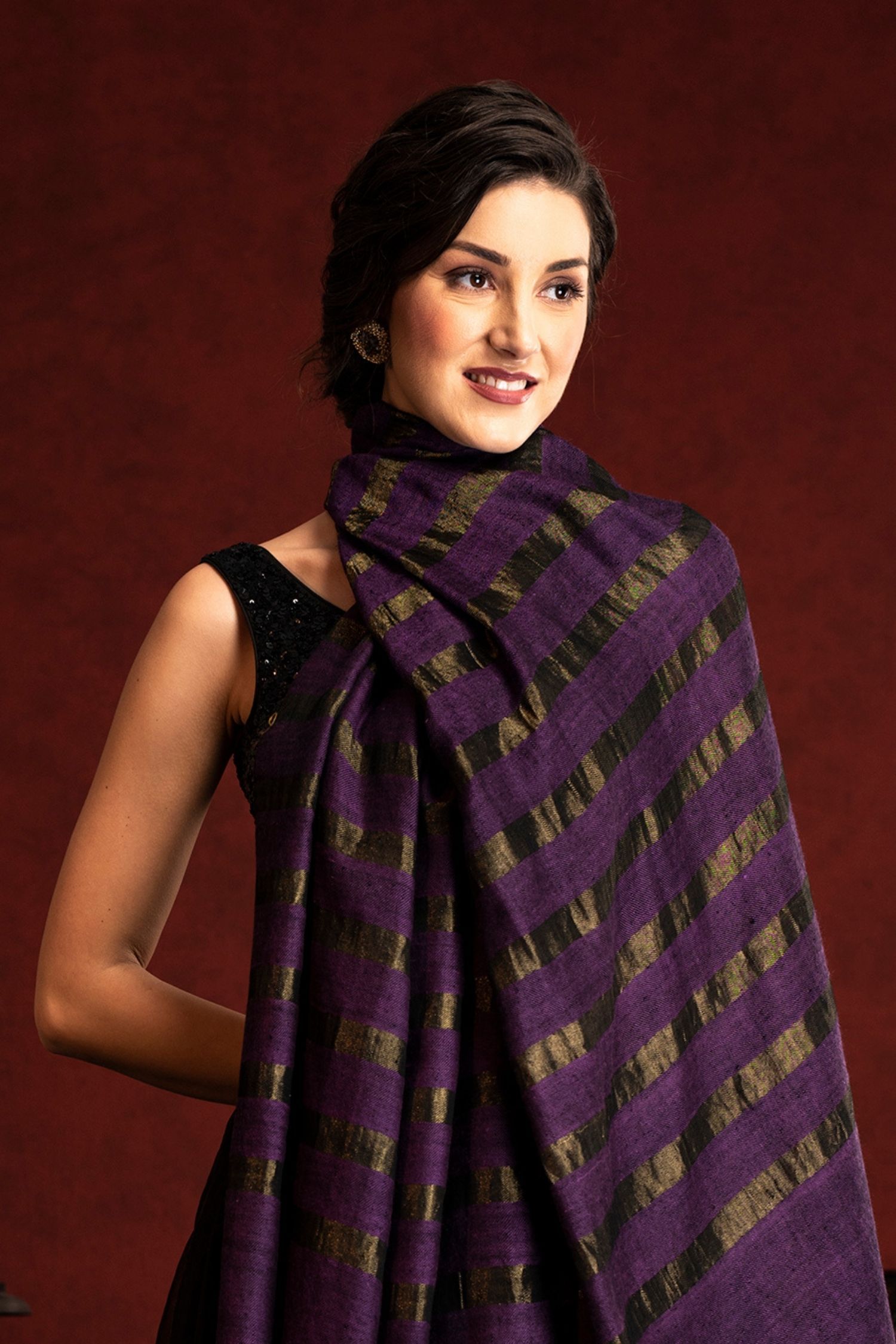 Rukhsaar Purple Cashmere Wrap