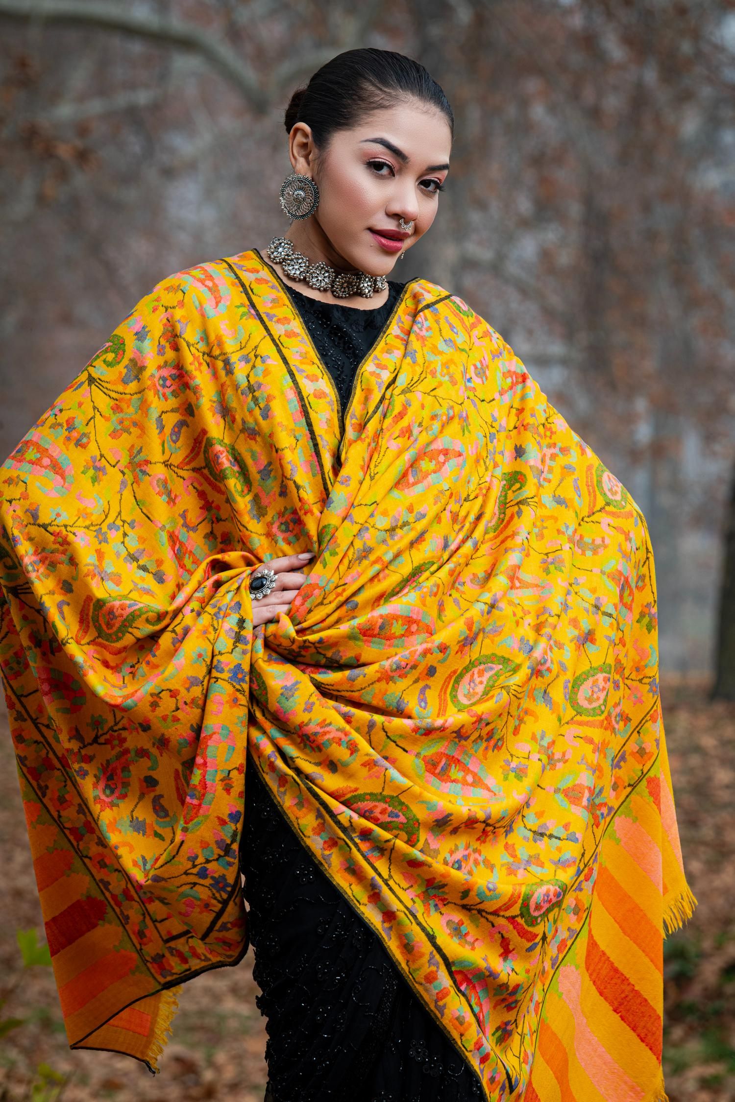 Saffron Whispers Kani Pashmina Shawl
