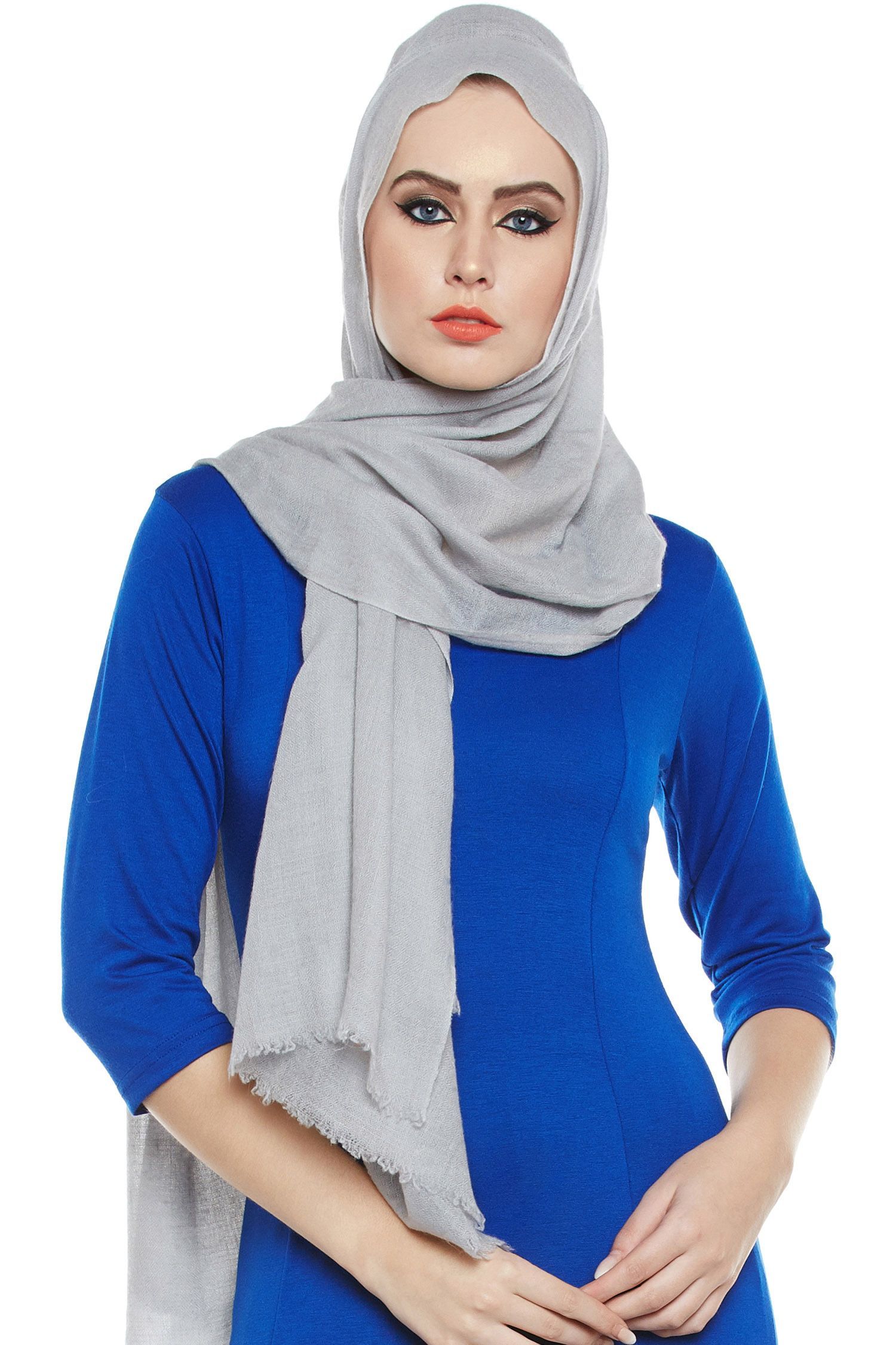 Silver Grey Pashmina Hijab | Handmade Cashmere Head Scarf