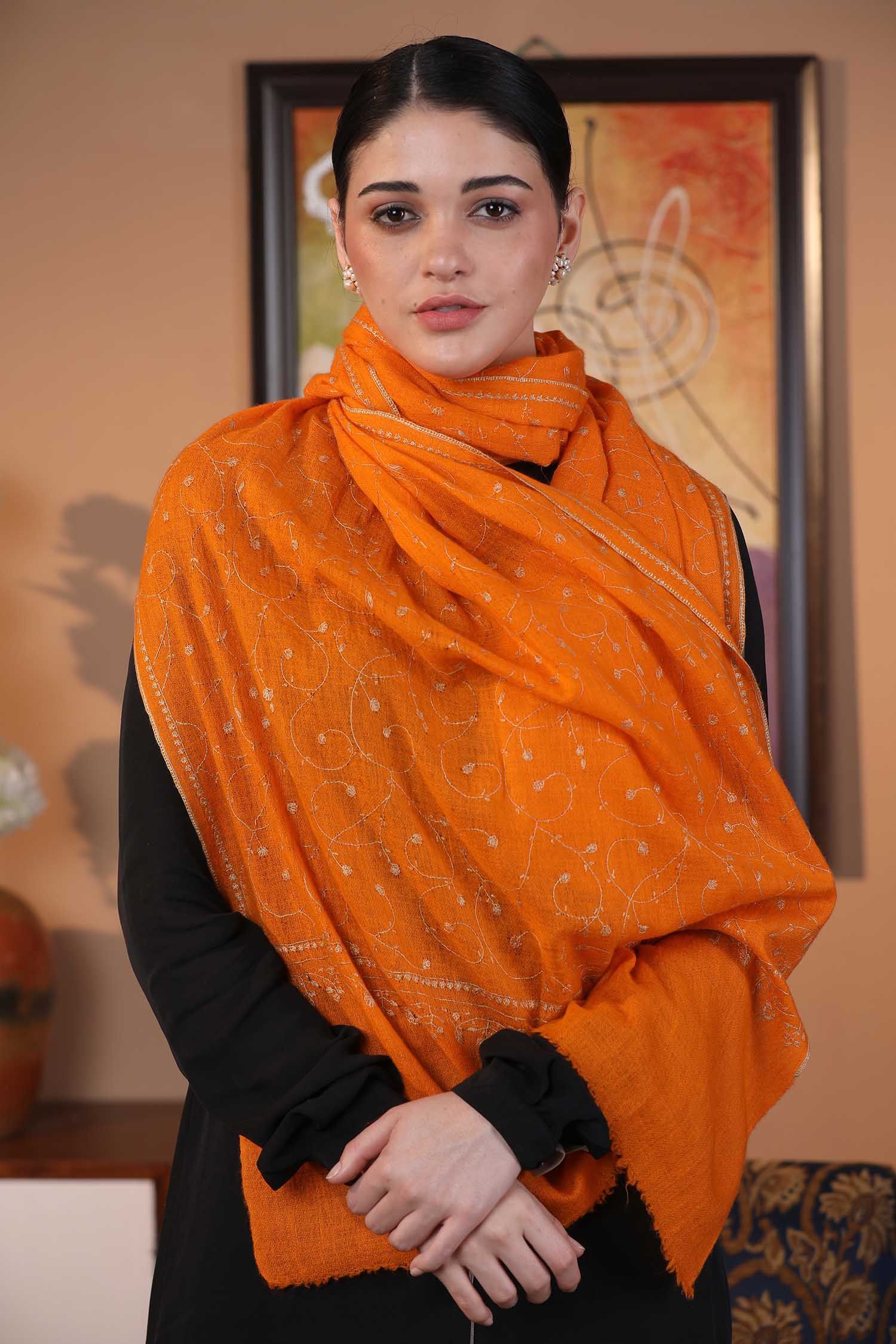 Sunset Cashmere Wrap | Hand Embroidered Pashmina