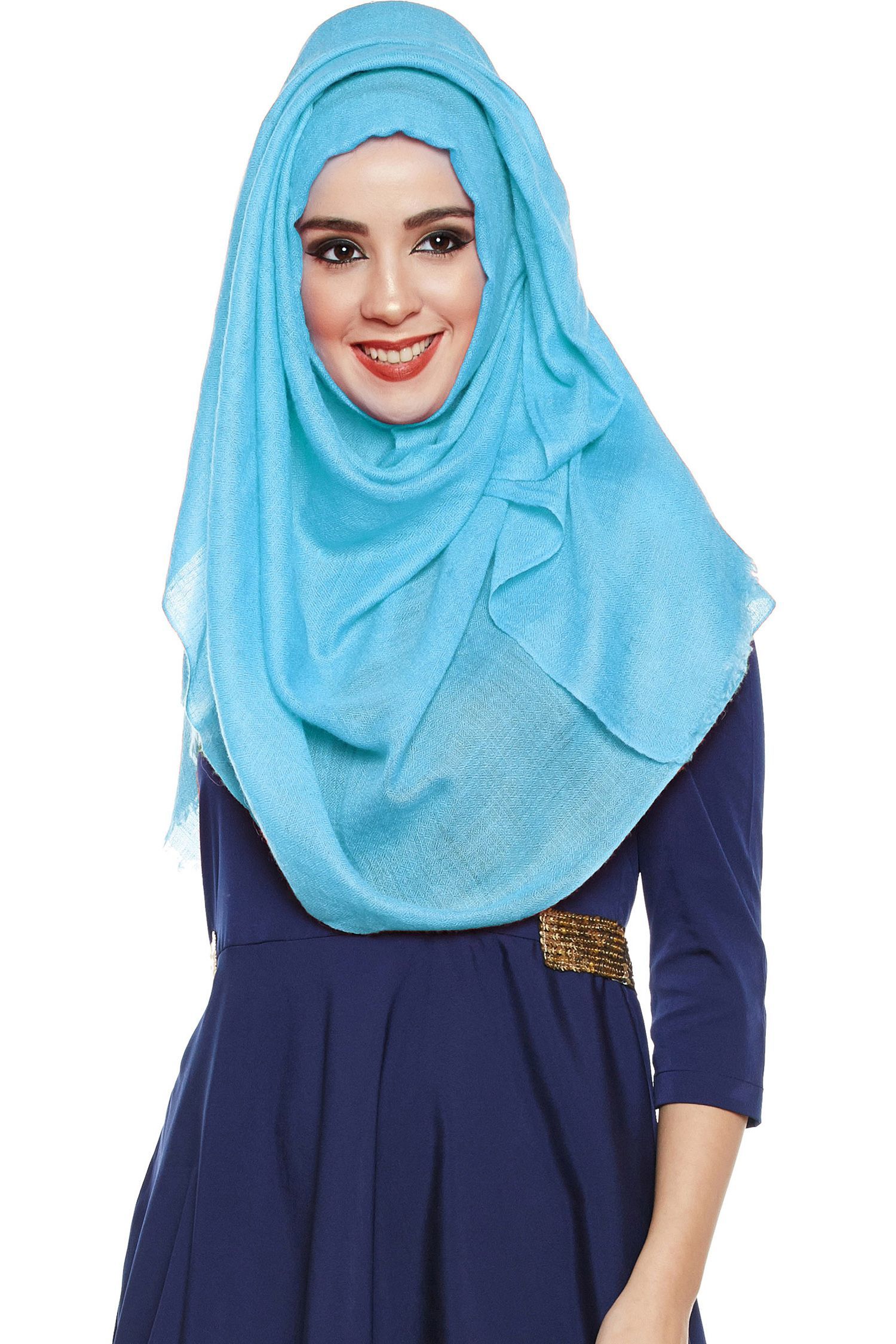 Turquoise Pashmina Hijab | Handmade Cashmere Head Scarf