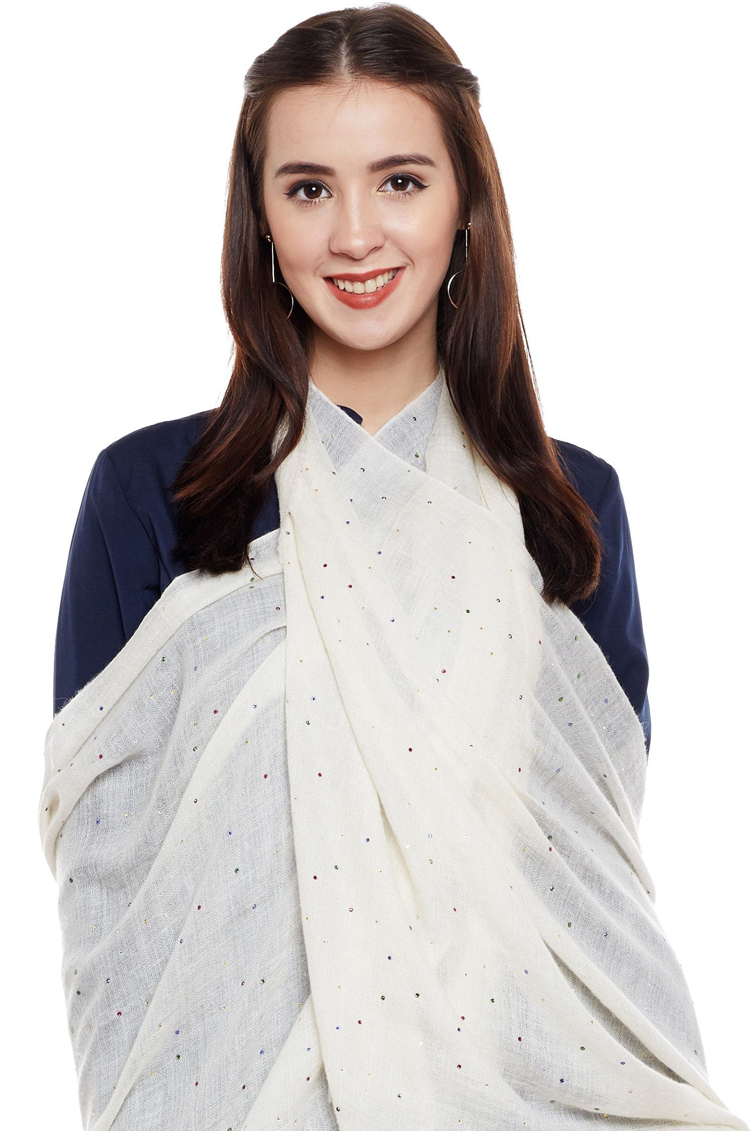 White Cashmere Wrap with Swarovski Crystals | Pure Pashmina