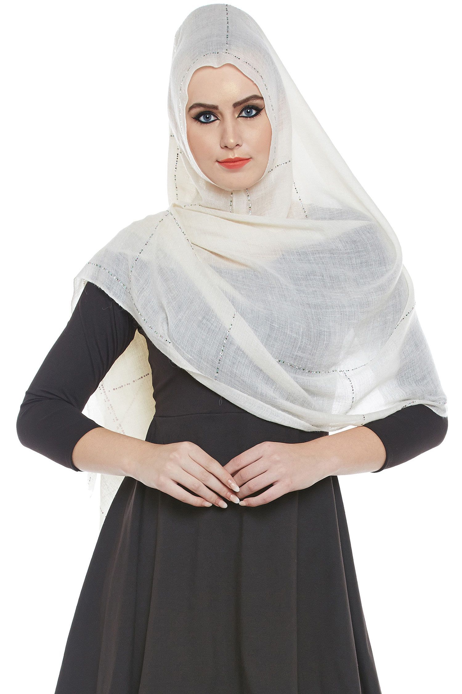 White Twinkling Constellation Swarovski Pashmina Hijab