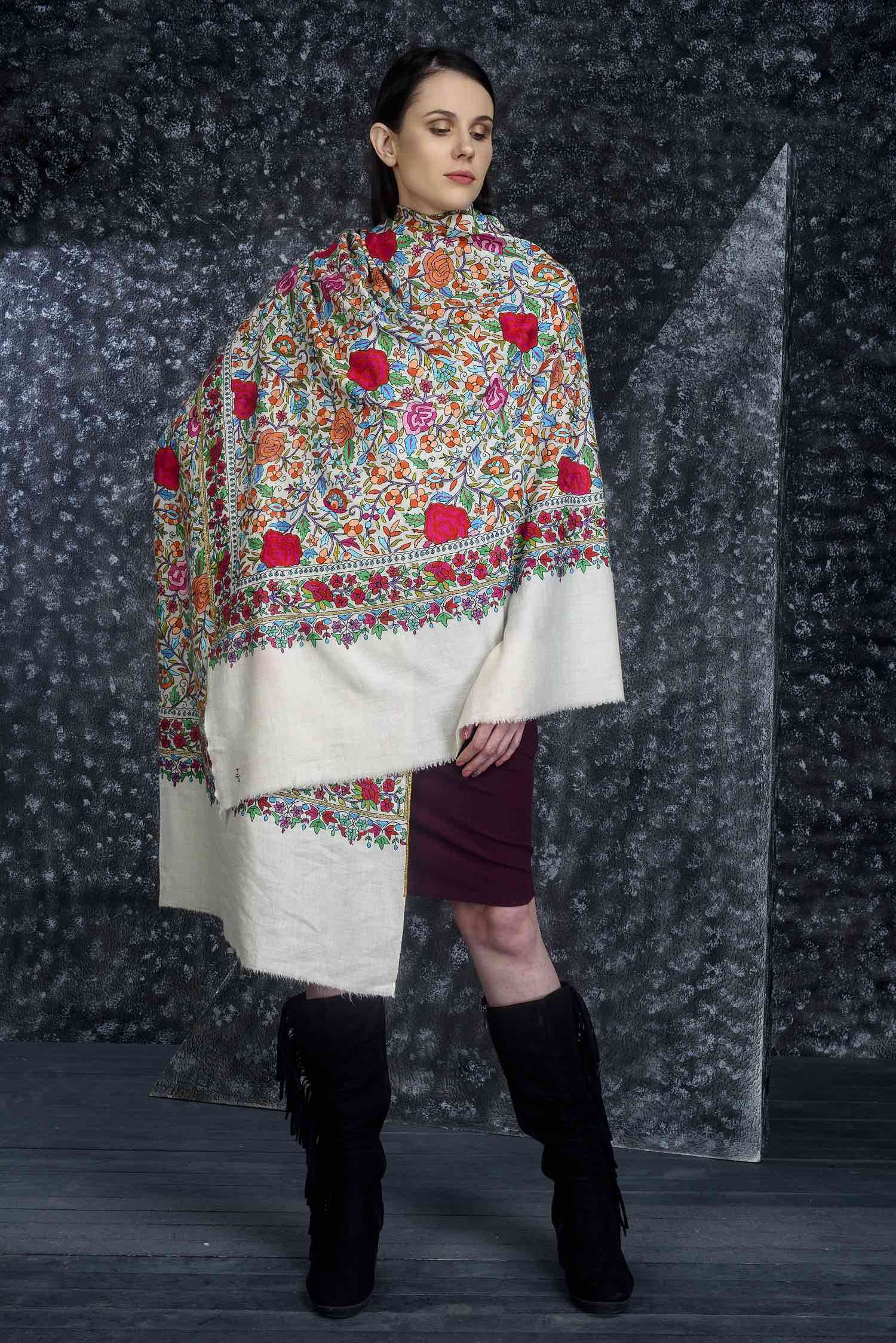 Rangarang Papier Mache Embroidery Pashmina Shawl