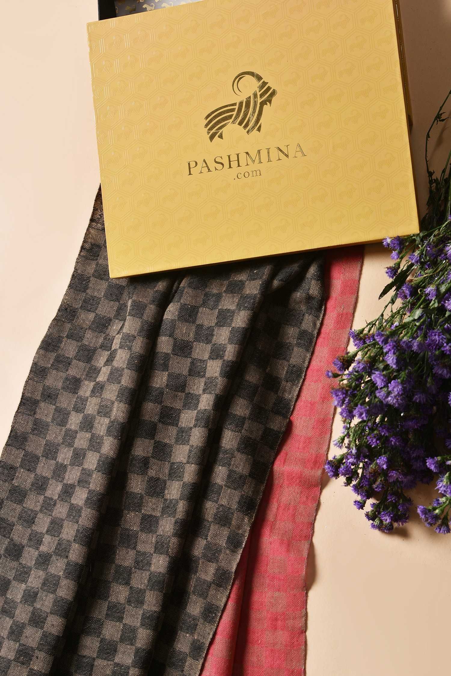Louis Vuitton Grey, Pattern Print Damier Mixed Cashmere Scarf