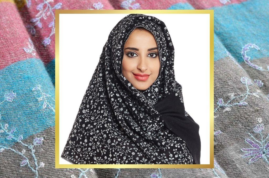 Womens scarf kashmiri headscarf shawl fine wrap ladies soft hijab blue floral